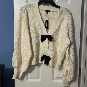 Cardigan Sweater with Bow